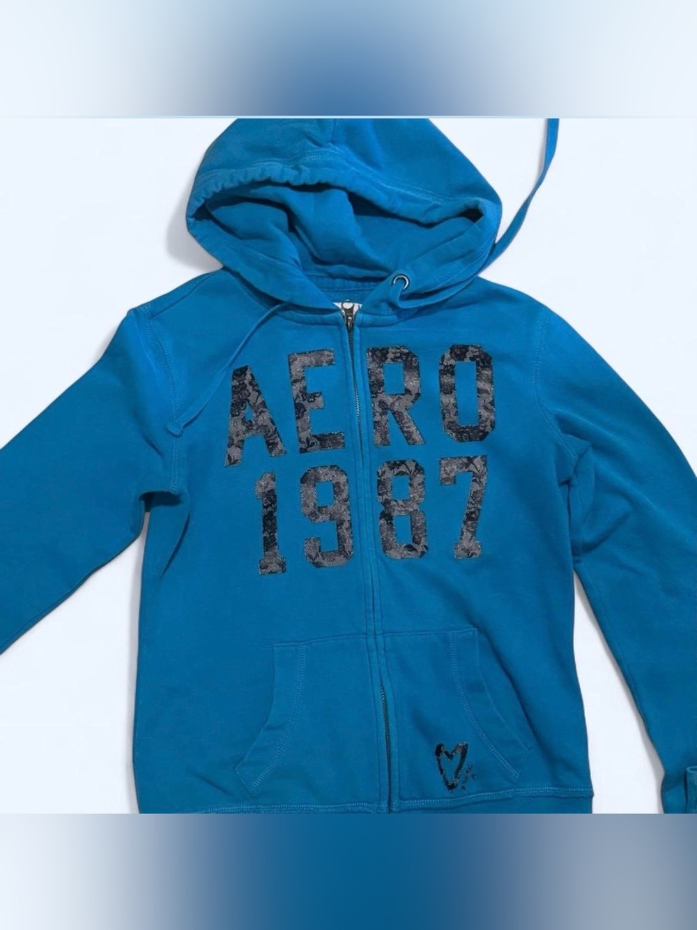 ✨Aeropostale "AERO 1987" Blue Zip-Up Hoodie - Y2K Vibes!